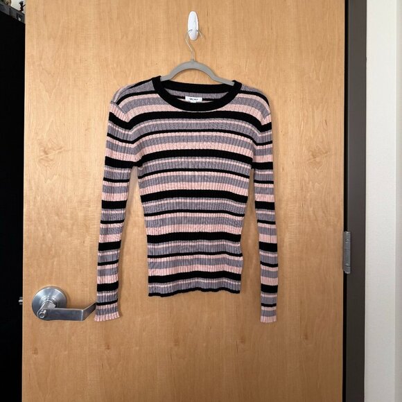 Nine West Stripped Fitted Sweater Women's Large - Picture 1 of 3